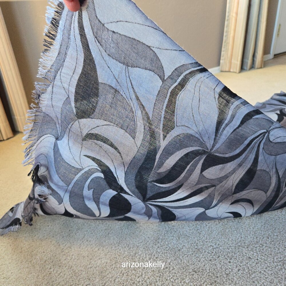 100% Wool Scarf Lightweight Black & Grey - Picture 8 of 13